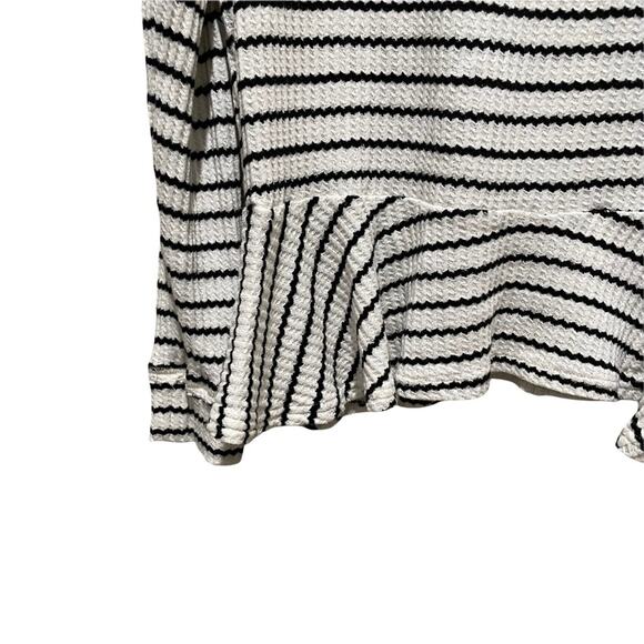 We The Free Peplum Striped Raw Hem Thermal Top Black and White Small - Picture 4 of 10